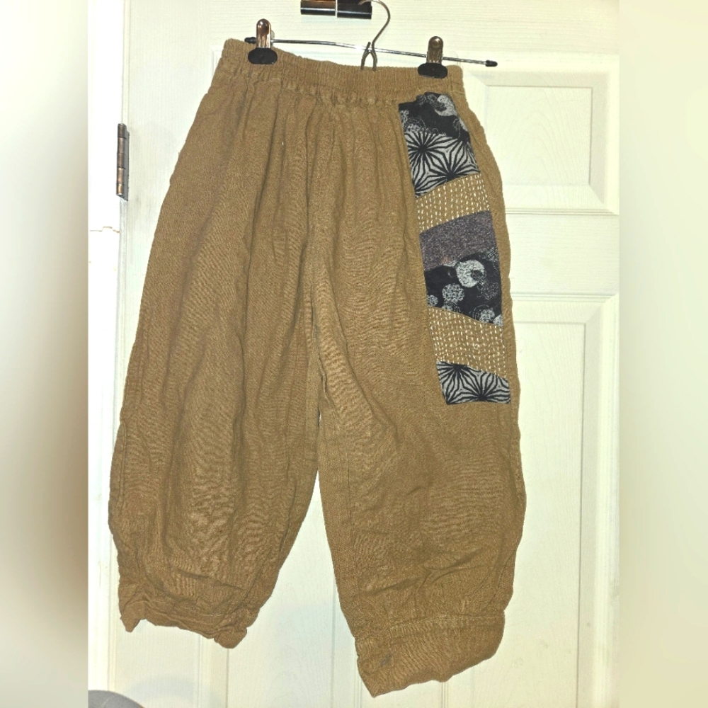 Unisex Tan Patchwork Pants
